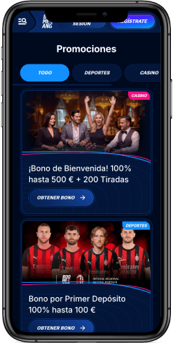 Captura de pantalla de la página de promociones de Boomerang-Bet en el móvil