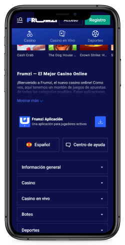 Capture d'écran de la page d'accueil de Frumzi 2