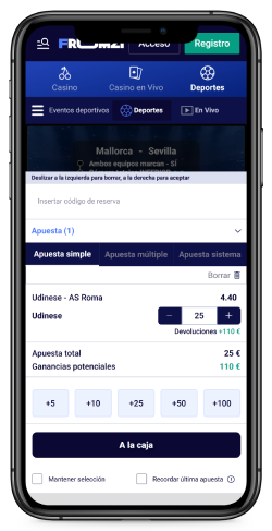 capture d'écran de la page de pari 2