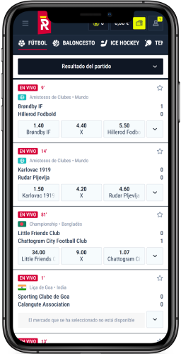 Imagen de apuestas en directo en Rabona