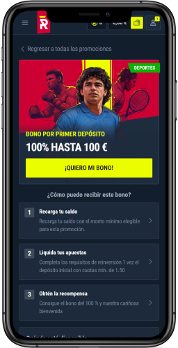 Imagen de promoción por primer depósito en Rabona