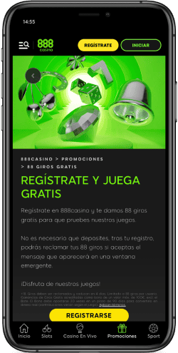 Una captura de pantalla de la página de bonificación de la casa de apuestas 888casino