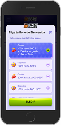 Captura de pantalla móvil de la página de registro de Spinbara 1