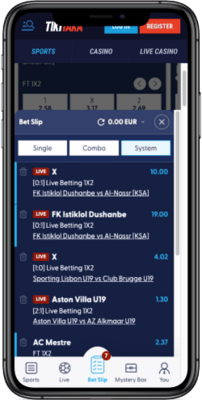 Captura de pantalla de apuestas deportivas