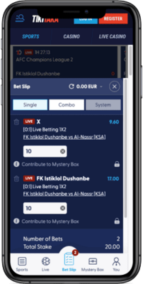 Captura de pantalla del creador de apuestas