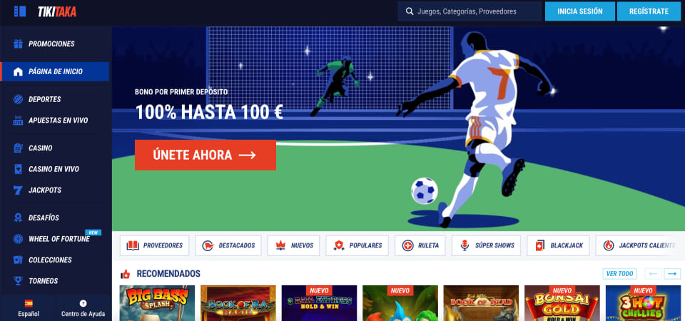 captura de pantalla de la página de inicio de Tikitaka