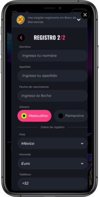 Captura de pantalla móvil de los pasos de registro 3