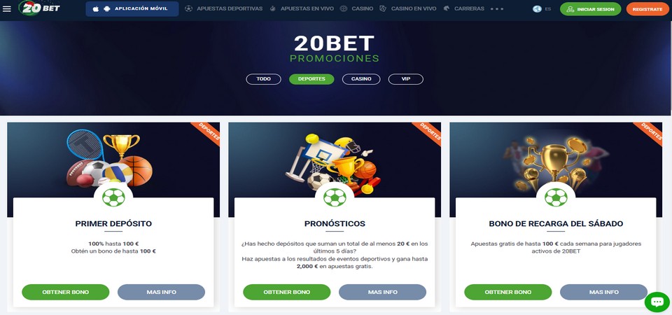 Bonos y Promociones en 20Bet