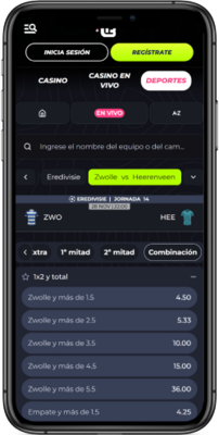 Captura de pantalla de apuestas combinadas y de sistema
