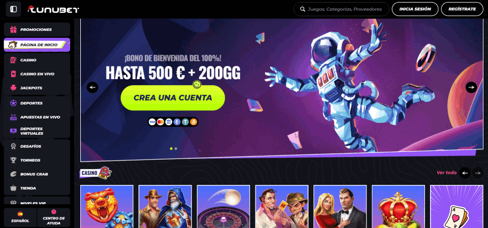 Imagen de la página principal de Lunubet