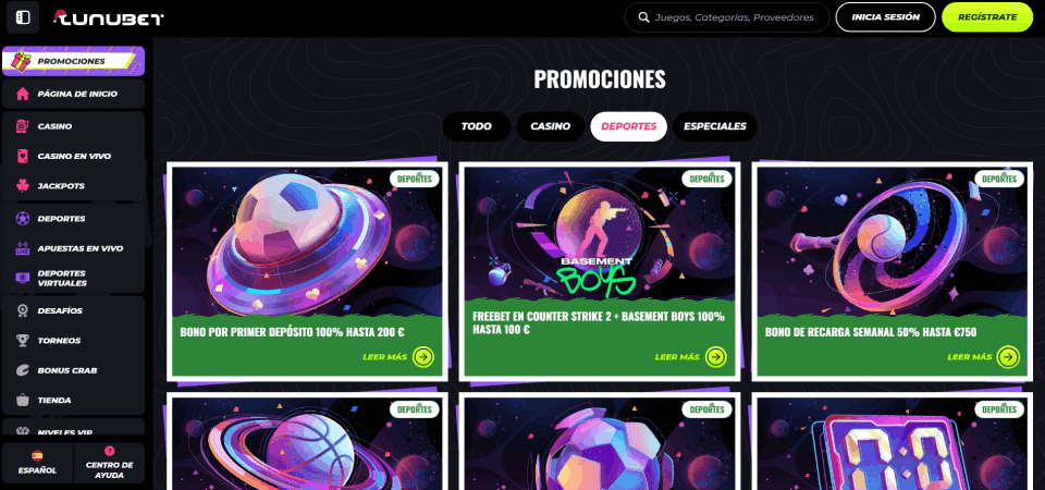 Imagen de la página promocional de Lunubet