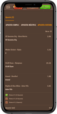 Captura de pantalla de apuestas apuestas de sistema