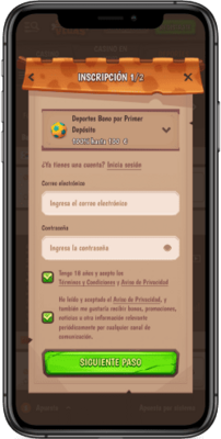 Captura de pantalla móvil de los pasos de registro 2