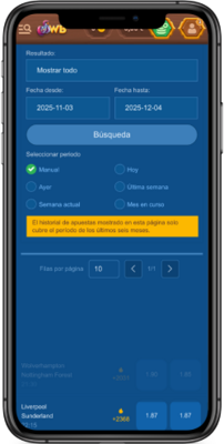 Captura de pantalla del Bet Builder Winbay