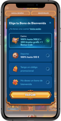 Captura de pantalla móvil de los pasos de registro Winbay