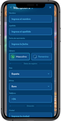 Captura de pantalla móvil de los pasos de registro Winbay 2