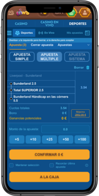 Captura de pantalla de apuestas combinadas y sistemas Winbay