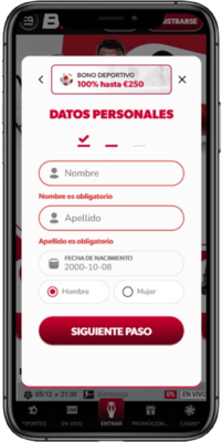 Captura de pantalla móvil de los pasos de registro 3