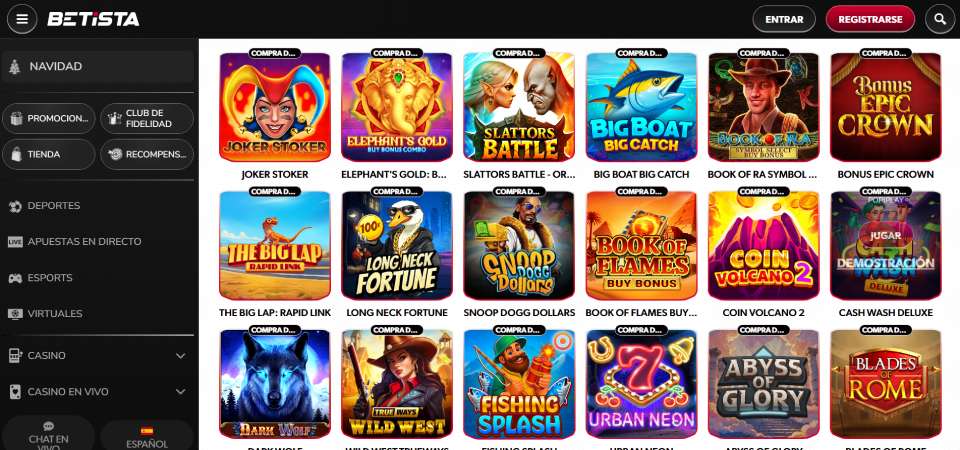 captura de pantalla de la página con ranuras