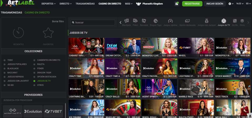 captura de pantalla de la página del casino