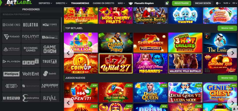 captura de pantalla de la página de proveedores