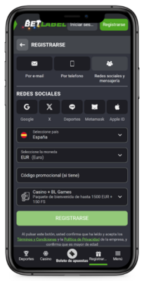 Captura de pantalla móvil de los pasos de registro 2