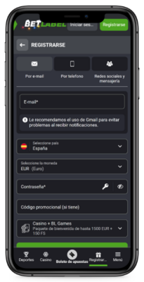 Captura de pantalla móvil de los pasos de registro