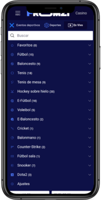 Captura de pantalla del sitio móvil