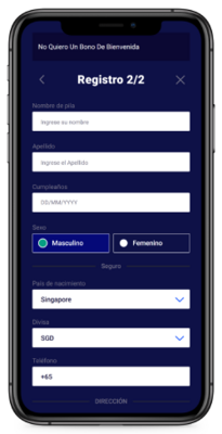 Captura de pantalla móvil de los pasos de registro 3