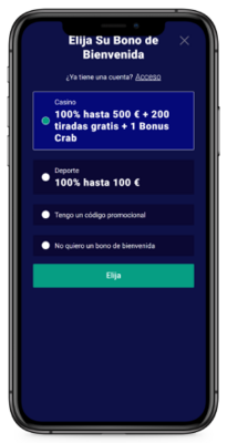Captura de pantalla móvil de los pasos de registro